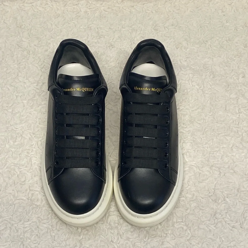 ALEXANDER MCQUEEN BLACK LEATHER OVERSIZED SNEAKERS WOMENS SIZE 6 (36) - Picture 5 of 12